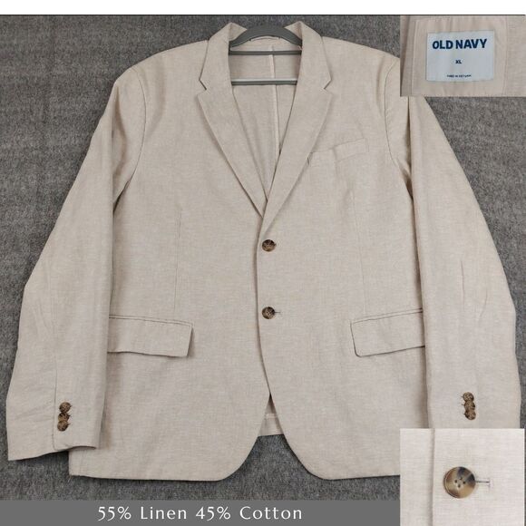 Linen Blend Old Navy Men's Size XL Blazer Sport Coat Casual Stones Throw Beige - Picture 1 of 11